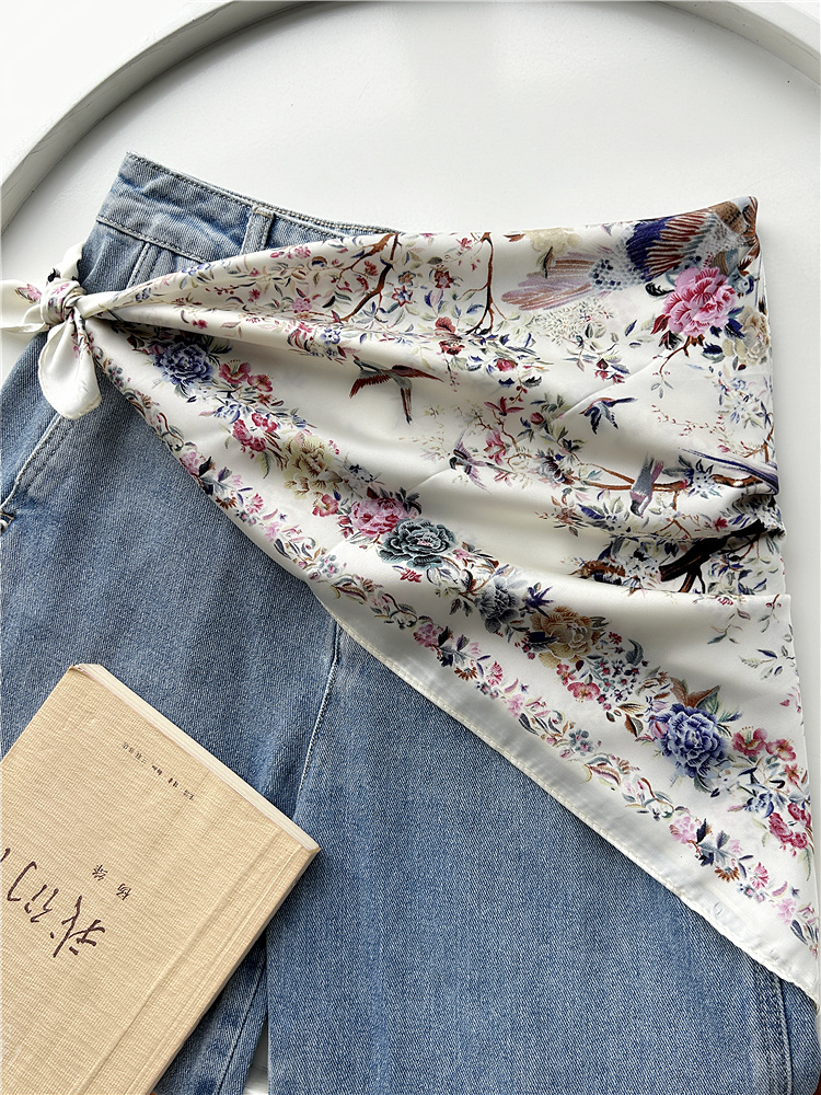Foulard en soie pour femmes, ceinture, jupe Triangle, rideau de pet, corde de taille, pantalon, accessoires pour robe, bandeau scellé