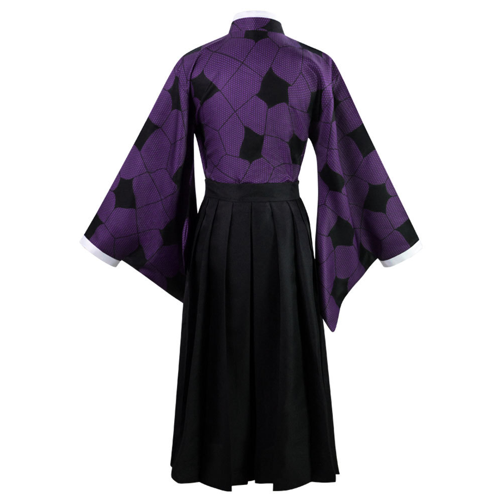 Tenue de cosplay Kokushibo Anime, Kimono violet imprimé, Haori noir, Hakama, Costume traditionnel pour événement cosplay