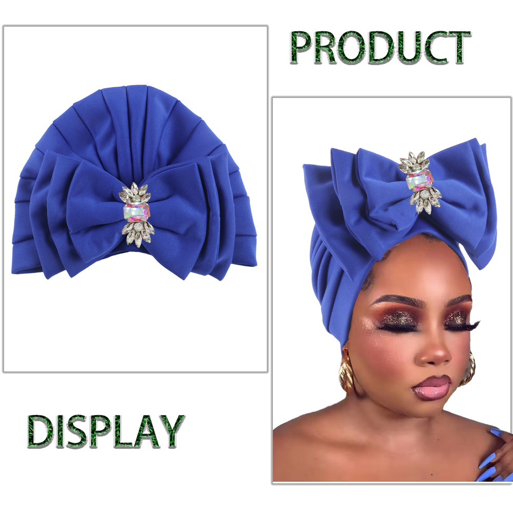Bonnet Turban doux pour femmes, avec nœud papillon multicouche, Bonnet enveloppant la tête pour dame africaine