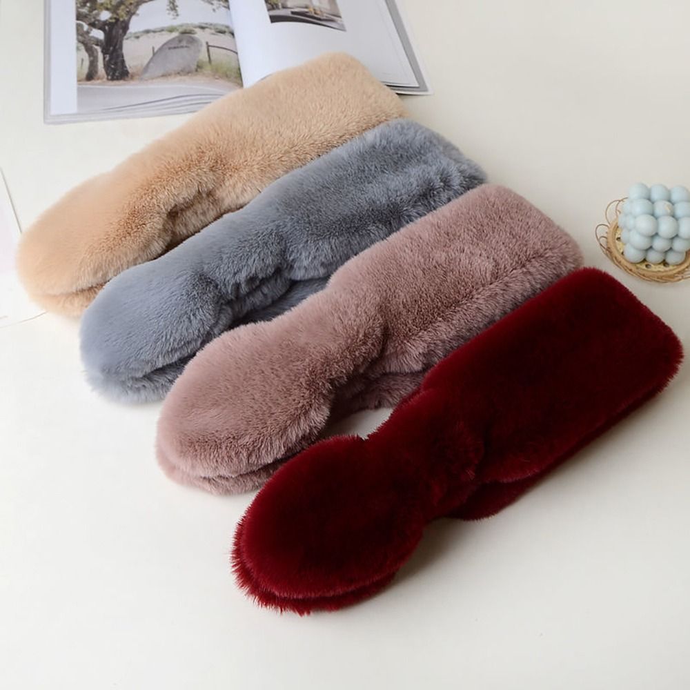 Écharpe à col croisé épaisse pour femme, fausse fourrure de lapin, écharpes en peluche, châle élégant, foulard de la présidence, cache-cou rond, document solide, chaud, hiver