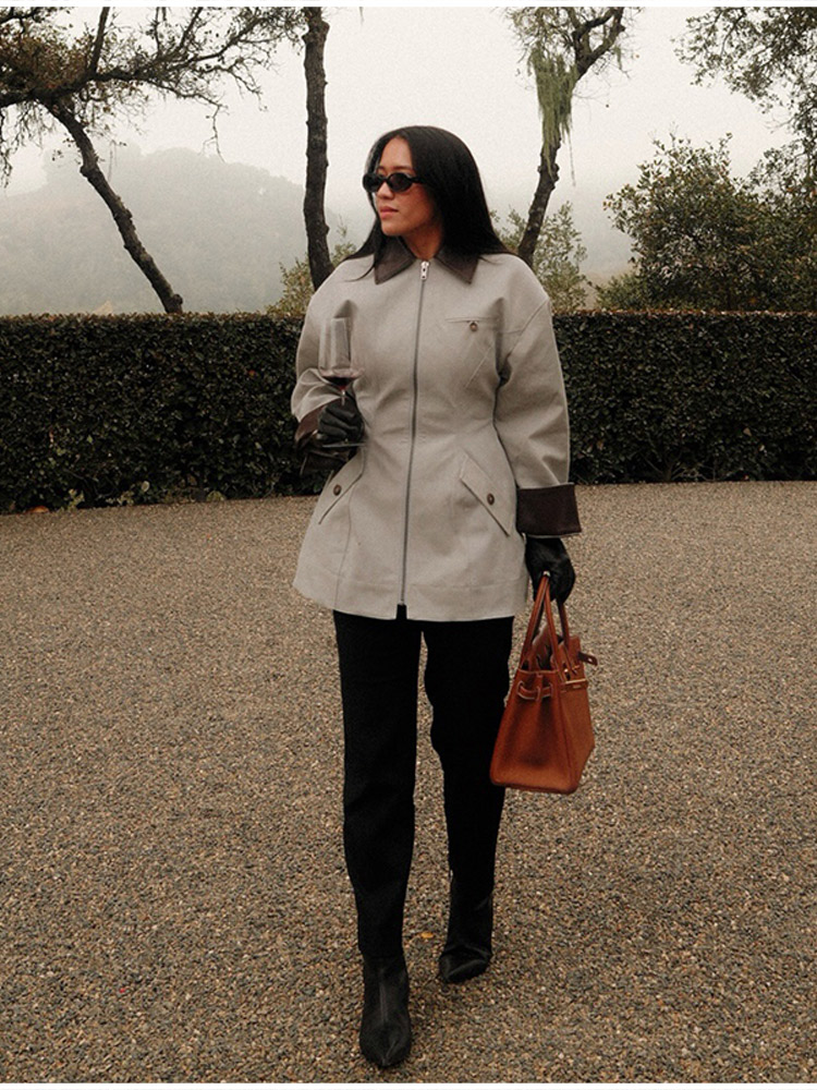 Veste polyvalente à revers pour femmes, manches longues, fermeture éclair élégante, coupe cintrée, Chic, manteau d'extérieur, Unique, vêtements de rue décontractés
