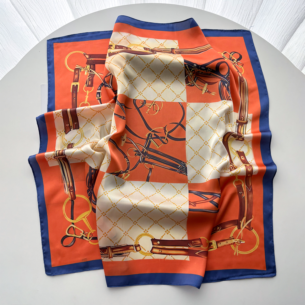Foulard carré d'été pour femme en soie imitation satin, imprimé de luxe, bandeau, bandana, décoration, foulard de cou, bandeau pour la tête