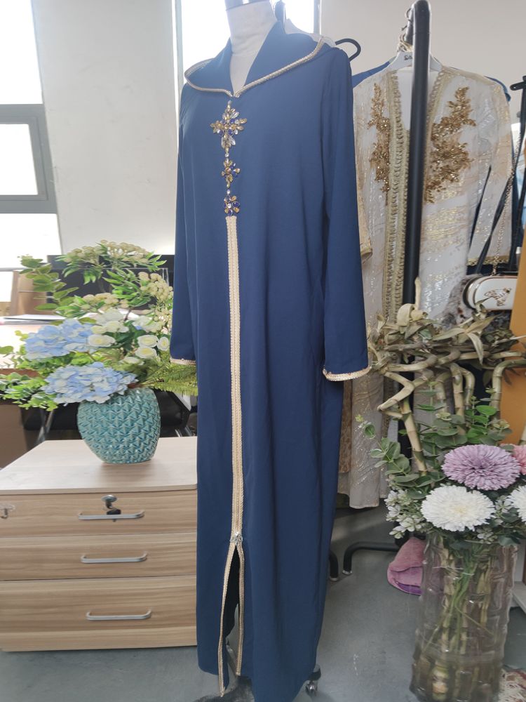 Ramadan Eid bleu Abaya dubaï turquie Islam Hijab Robe musulmane caftan Robe Longue Femme Kebaya robes africaines pour femmes Caftan