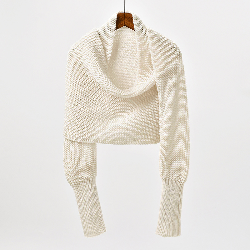 Écharpe châle tricotée épaisse avec manches, tricot doux et chaud, Cardigan, cape, épaule, protection du cou, Pashmina
