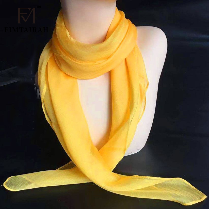Fimtairah 100% foulard carré en soie femmes dames 90 cm carré foulard en soie couleur unie crème blanc plaine écharpe châle mince