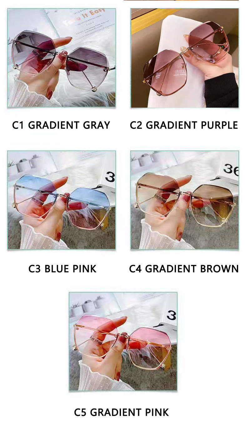 Lunettes De soleil rondes pour femmes, marque De styliste dégradé mode lunettes De soleil femme sans monture en métal Oculos De Sol De luxe