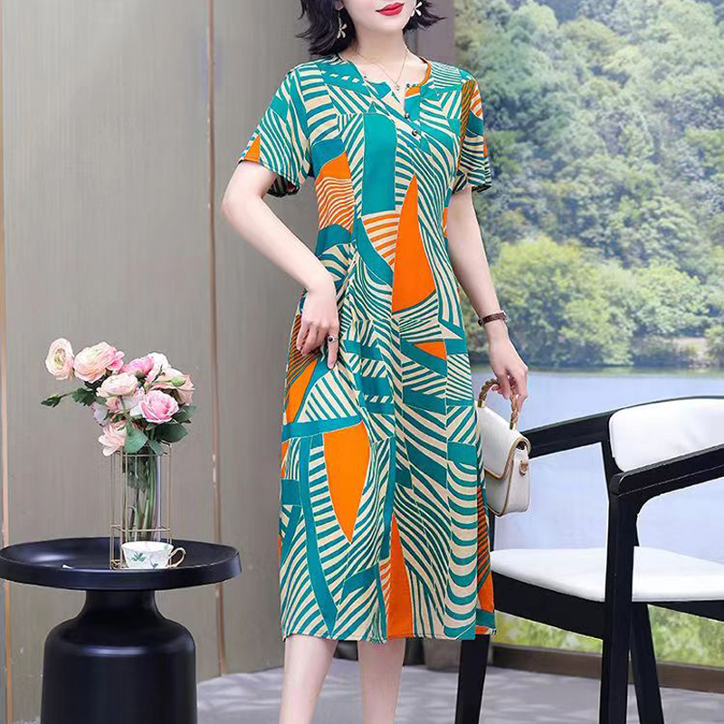 2025 Robe grande taille Robe d'été Robe Femme femmes décontracté à manches courtes Boho Vintage imprimé Robe longue plage
