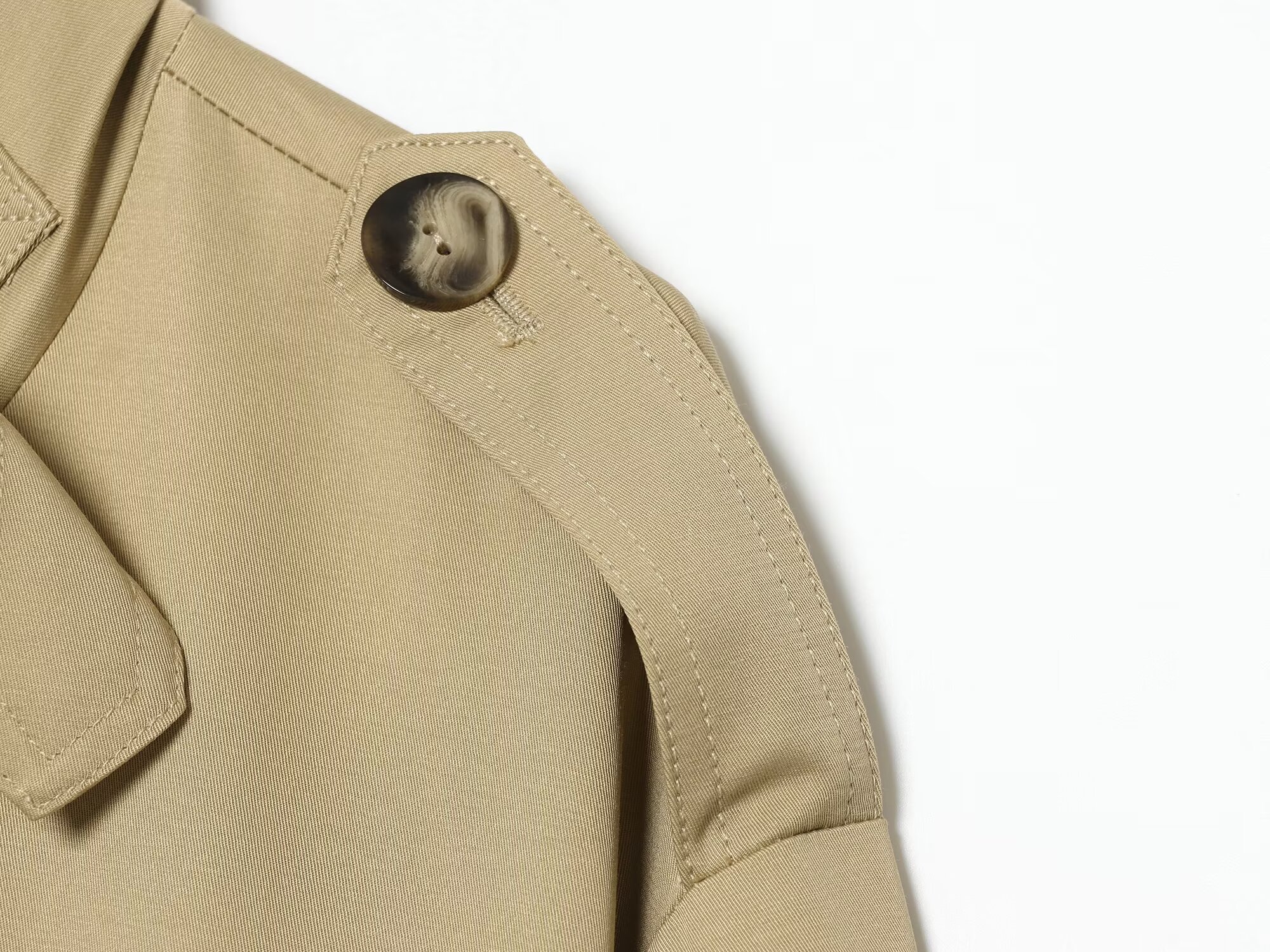 BSAY Manteau Trench Court Femme Printemps Automne, Style Décontracté, Col Montant, Double Boutonnage, Coupe Ample, Avec Poches et Épaulettes