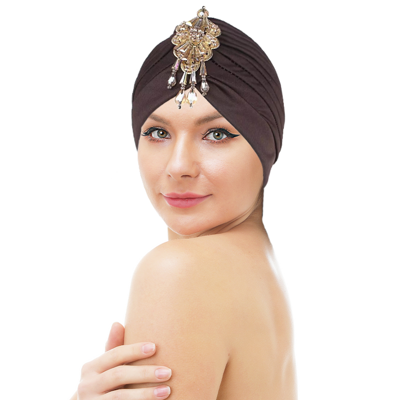 Nouveau luxe Divas turban tête enveloppement chapeau avec pendentif perlé femmes islamique intérieur Hijab casquettes arabe enveloppement tête femme musulman turbante