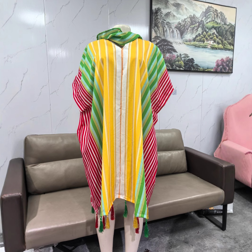 Robe mi-longue à rayures pour femmes, Streetwear Y2k, col en V, taille haute, décontractée, ample, élégante, épissure, travail, fête, Maxi
