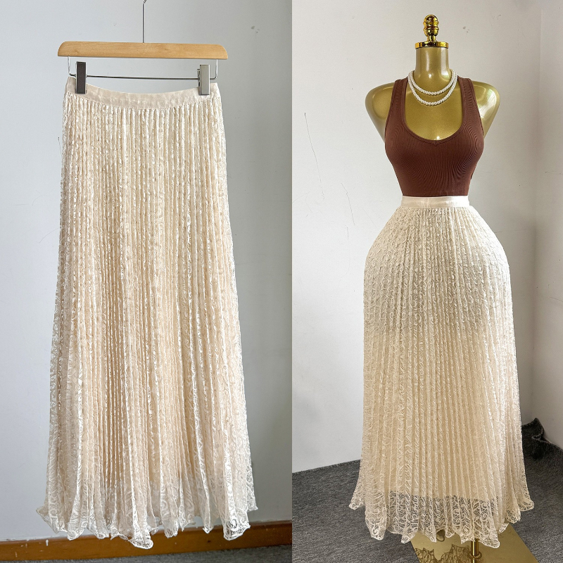 Jupes Femme Mi-longues Coupe Trapèze Taille Haute Ajustée Élégante Style Y2K Streetwear Décontractée Plissée en Dentelle pour le Travail Été 2026