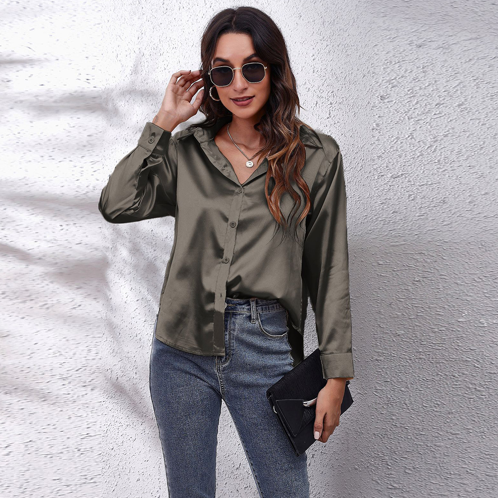 Chemisier élégant en satin imitation soie pour femme