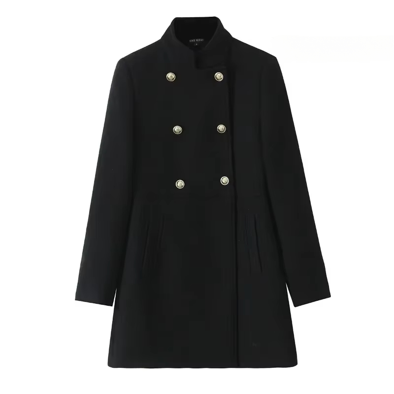 Manteau en laine automne mode noir manteau Long élégant et joli manteaux pour femmes américain rétro vêtements d'extérieur d'automne manteaux urbains