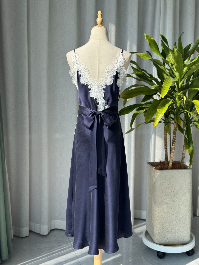 Robe d'été 100% soie 2026, nouvelle robe vintage à dentelle, robe mi-longue à bretelles pour femmes, robe de vacances