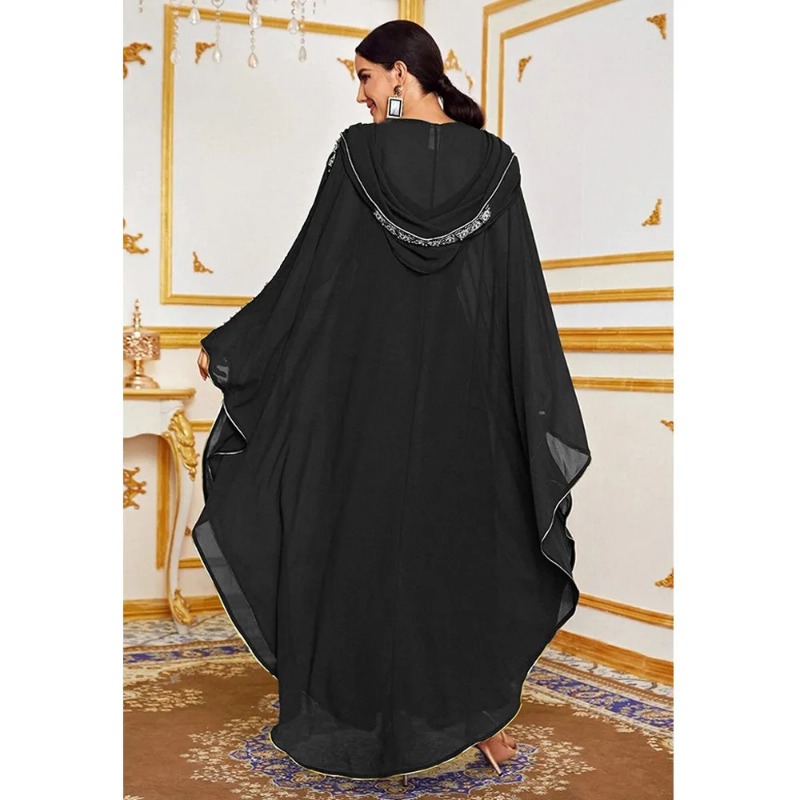 Abaya marocain caftan personnalisé dubaï robe Maxi à capuche manches chauve-souris Farasha caftan femmes musulmanes africain ouvert Kimono Boubou Evenin