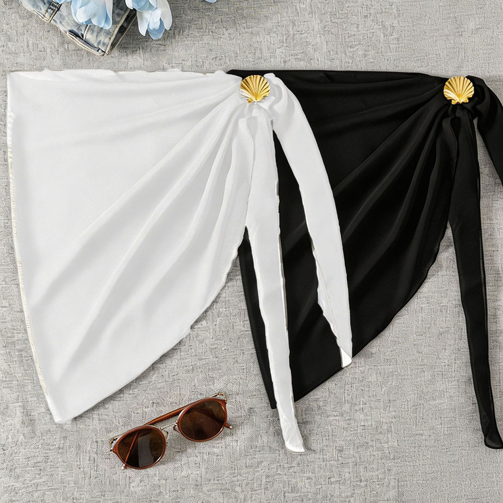 Jupe de plage en mousseline légère pour femme, idéale pour les vacances d'été, avec bretelles, style foulard, sexy, pour la plage et la natation, à porter avec un maillot de bain ou comme capuche.