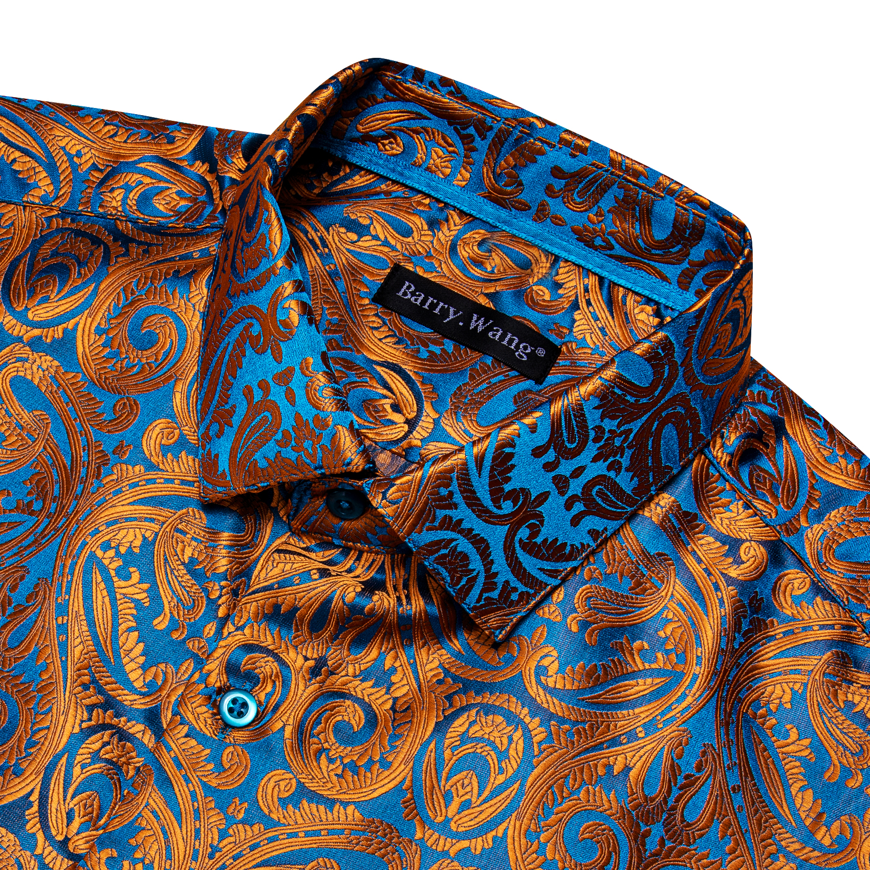 Chemises en soie de créateur pour hommes bleu or vert rouge blanc noir Paisley brodé Slim Fit chemisiers masculins décontracté à manches longues