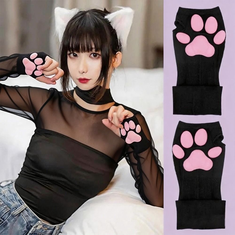 Manches de protection solaire 3D en soie glacée à motif patte de chat, séchage rapide, protection UV, rafraîchissantes, avec coussinets en silicone absorbants la transpiration