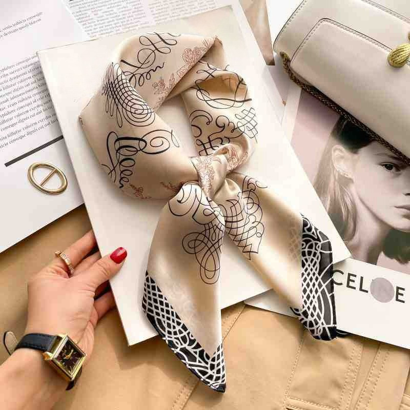Foulard carré en soie imprimé léopard de 70 cm pour femme, châle en satin, écharpe de mode, bandeau pour cheveux, ruban, bandana