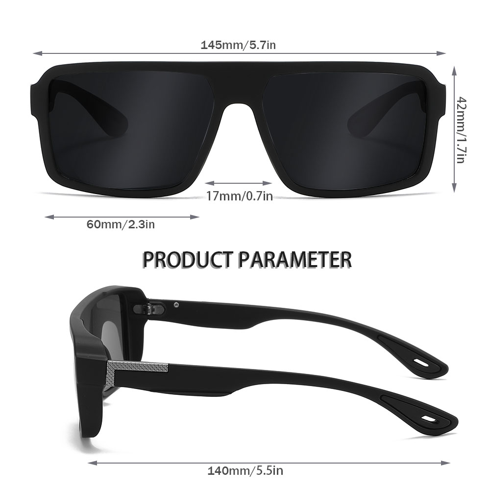 Lunettes de soleil polarisées pour hommes et femmes, lunettes de pêche et de conduite rectangulaires, protection UV400