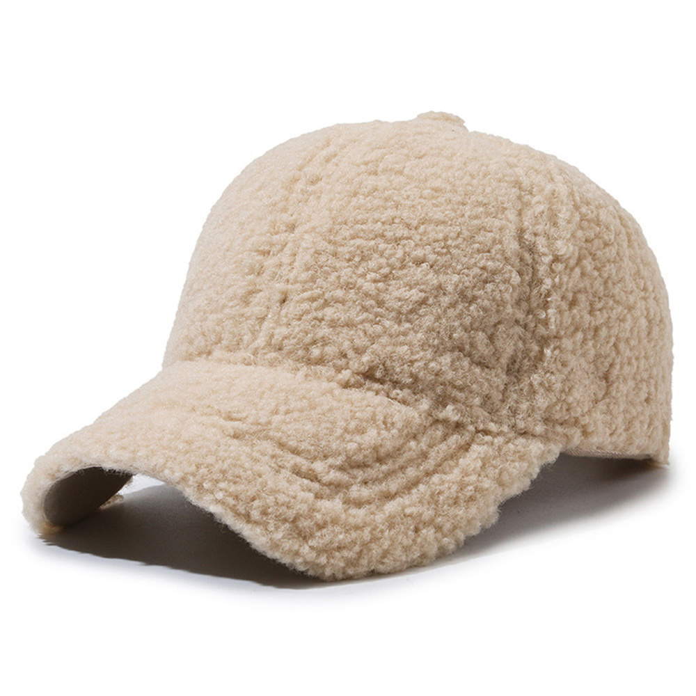 Casquette de Baseball en Laine d'Agneau Artificielle pour Femme, Parasol en Peluche, Vintage, Mode Décontractée, Solide, Garde au Chaud, Casquettes Document, Automne, Hiver