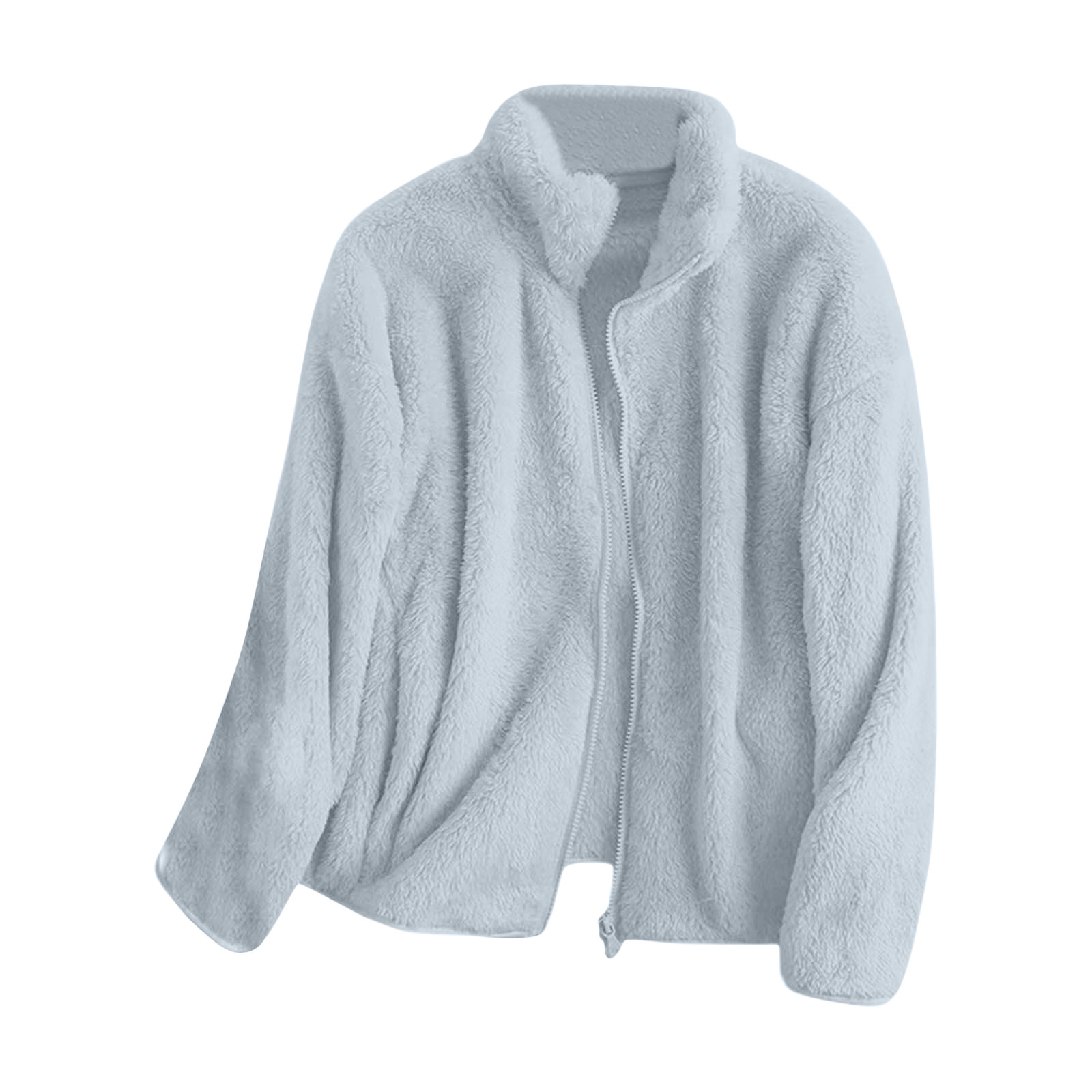 Veste en laine d'agneau avec poches pour femme, veste longue en peluche, fermeture éclair polaire, fermeture éclair chaude, vêtements d'extérieur féminins, cardigan décontracté, sourire, document solide