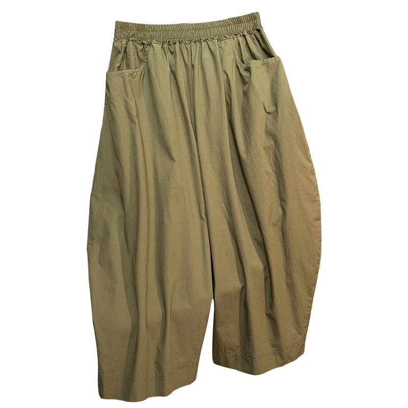 Pantalon ample à jambes larges pour femme, taille élastique décontractée, grande taille, style lanterne, confortable, coupe ample, style neutre, tenue de travail