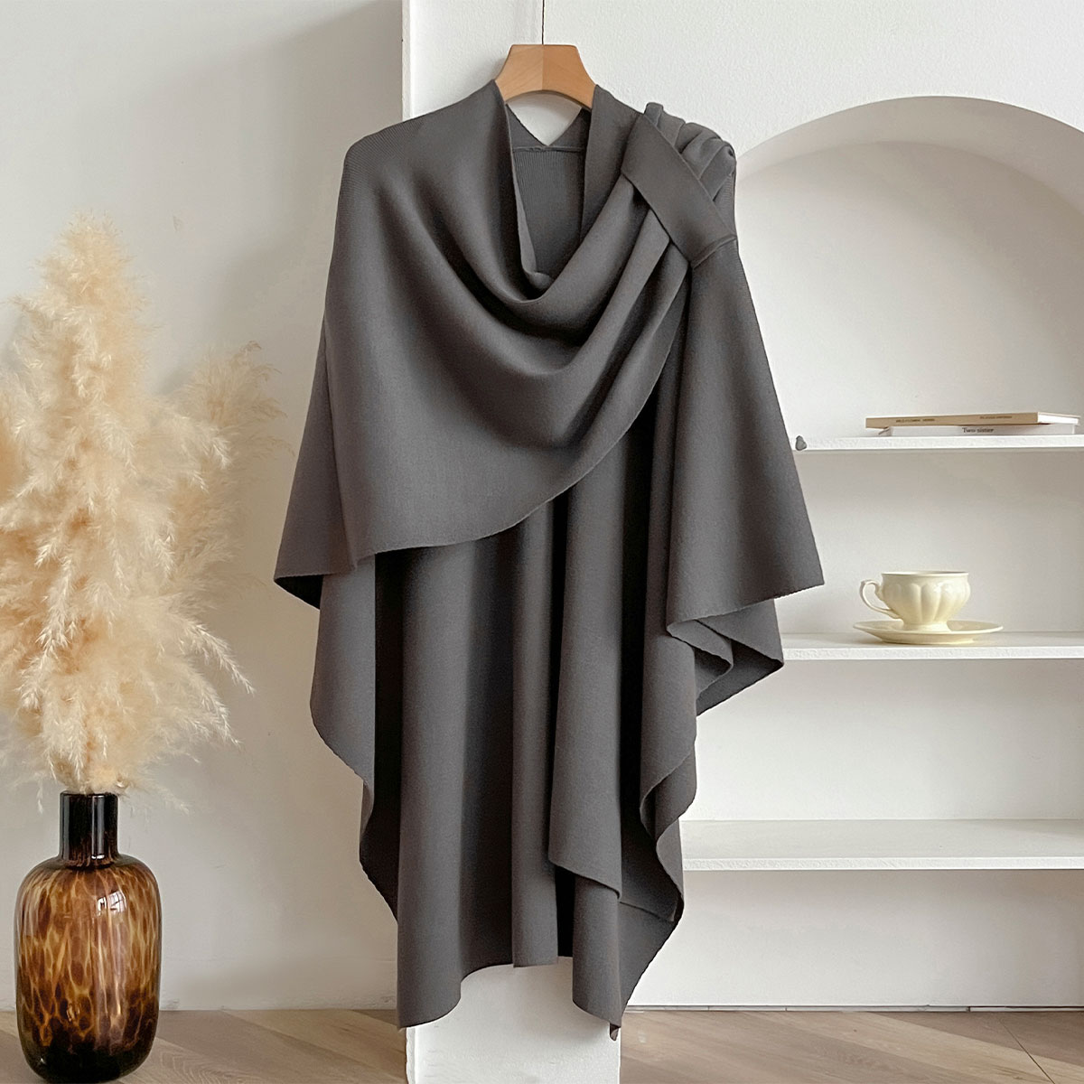 Femmes Poncho hiver chaud couleur unie châle Double face concepteur couverture de luxe écharpe femme Cape cachemire Pashmina Cape étole