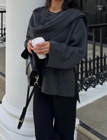 2025 hiver femme écharpe manteau à manches longues tricoté vestes asymétriques pour les femmes Streetwear casual femmes manteaux