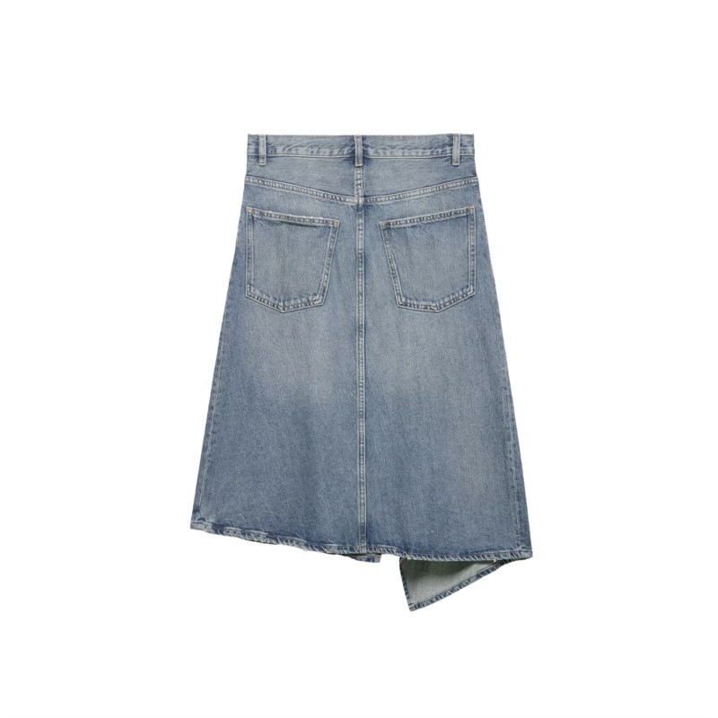 Jupe en jean asymétrique pour femme, nouvelle collection printemps, décontractée, taille mi-haute, avec poches, jupes en dentelle pour femme, jupes chic et tendance pour femme