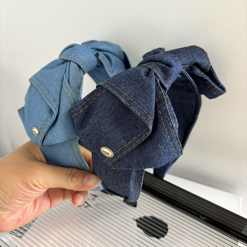Serre-tête en tissu noué simple et élégant, large et antidérapant, avec nœud, accessoires de cheveux pour femmes, style luxe léger