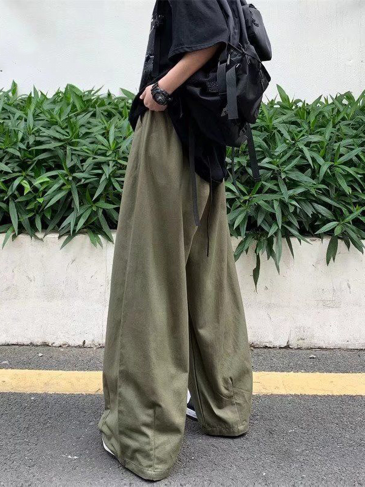 Pantalon décontracté en coton à jambes larges pour hommes, ample, surdimensionné, droit, longueur cheville, Long, coréen, nouvelle collection 2024