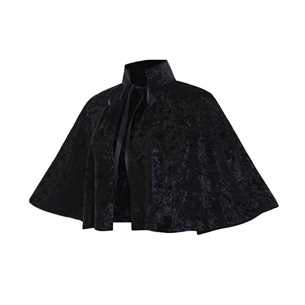 Nouvelle Cape en Velours Vintage pour Cosplay, Châle Gothique Court de Sorcière pour Fête de Carnaval Victorien, Manteau Châle pour Femme Adulte