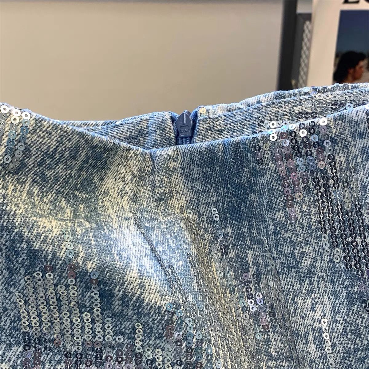 Jupe en jean à paillettes bleues Jupe Femme jupes courtes pour femmes mode coréenne Faldas Mujer Moda printemps été Y2k 2026 décontracté haute