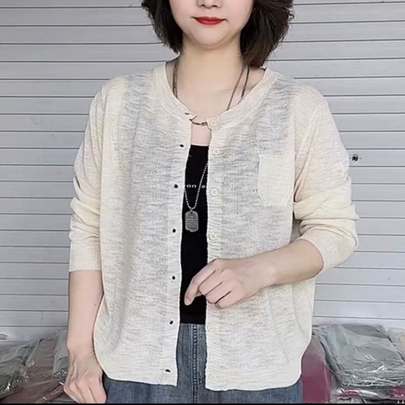 Cardigan tricoté de style coréen pour femmes, châle d'été à manches longues, protection solaire fine, petit manteau, haussement d'épaules, nouvelle collection 2025