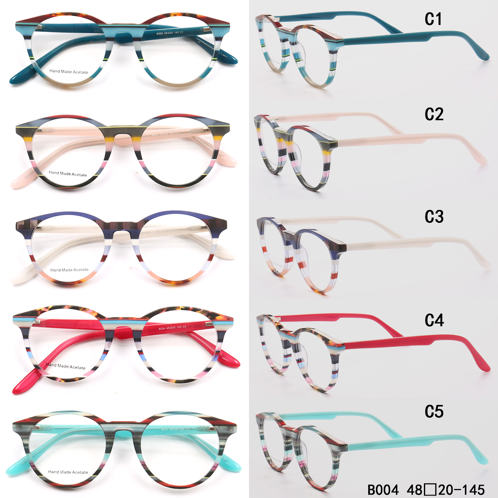 Femmes lunettes rondes montures hommes Vintage mode lunettes optiques montures lunettes rayées lunettes de Prescription bleu rose rouge