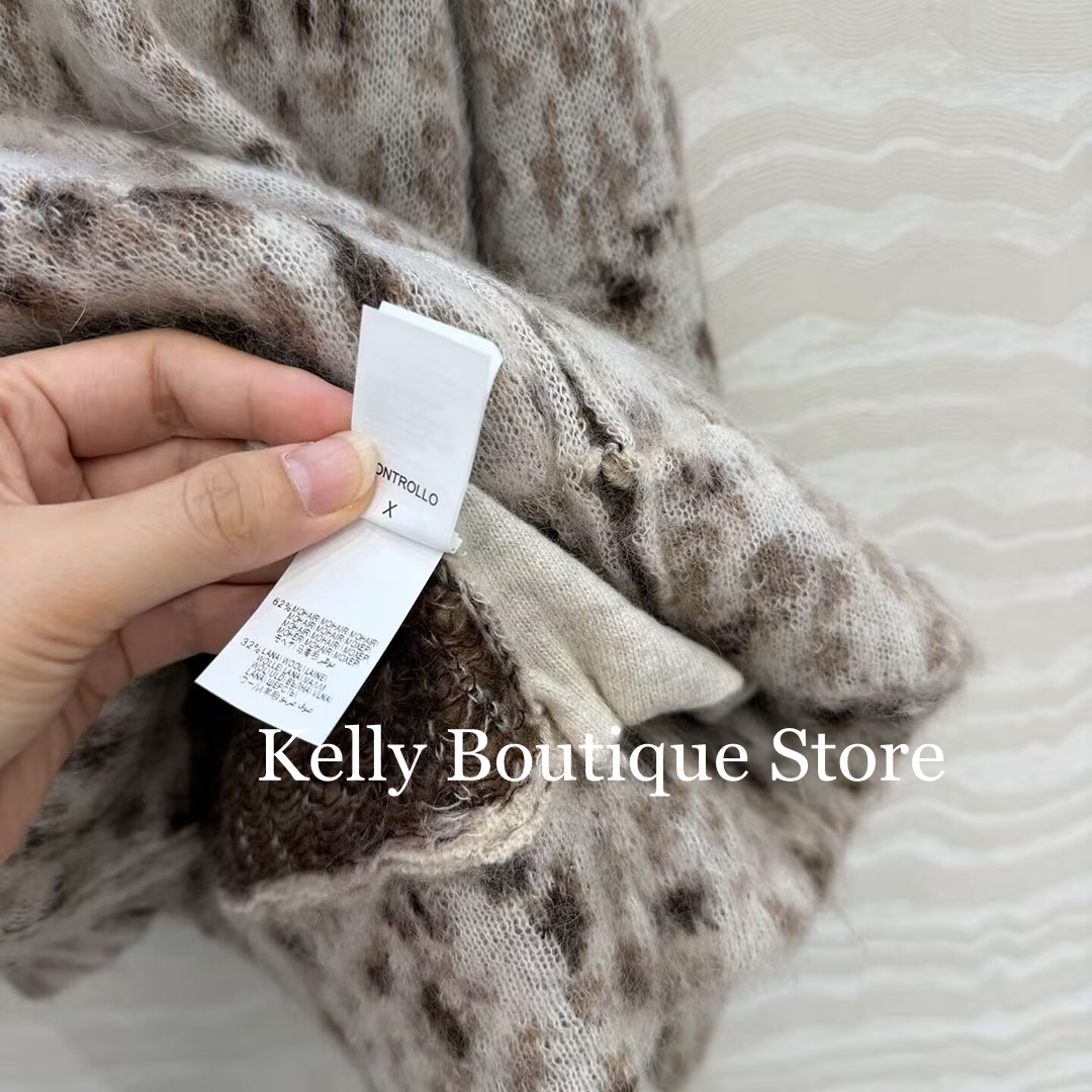 Cardigan zippé en laine mohair douce à motif léopard, style « Old Money » de luxe, pour femme, col à revers, manches longues, pull décontracté et confortable