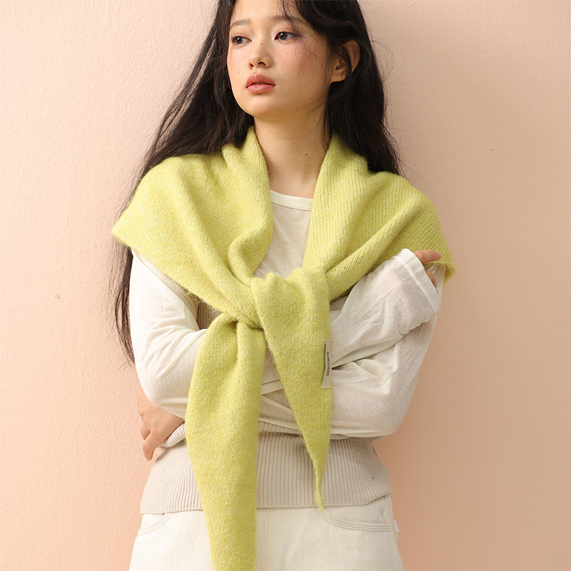 Foulard triangulaire en laine de Style coréen pour femmes, foulard tricoté de grande taille, châle chaud d'hiver, Hijab, foulard minimaliste à la mode