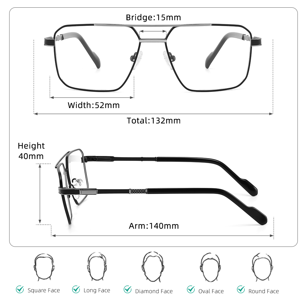 Lunettes de luxe pour hommes, verres à lumière bleue, monture de lunettes pour hommes, verres gradués blueretro pour hommes, lunettes presbytes