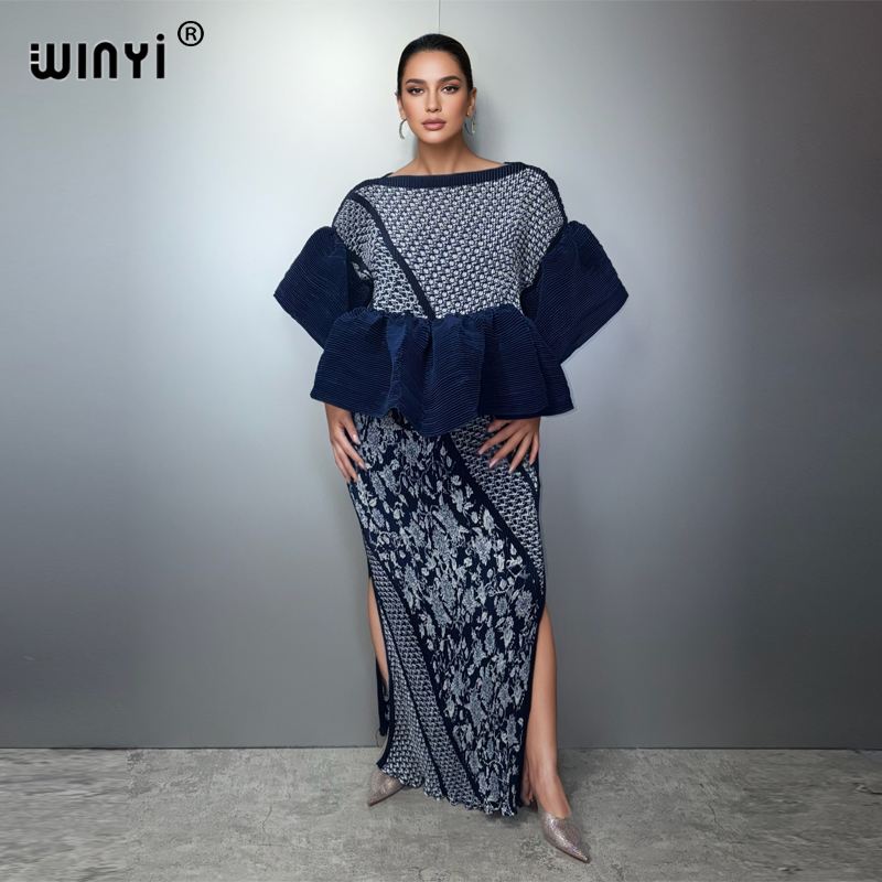 Robe plissée rétro WINYI pour femmes musulmanes, coupe ajustée, élastique, style Kaftan Abaya de luxe de Dubaï, longue, pour la plage, les vacances et les soirées