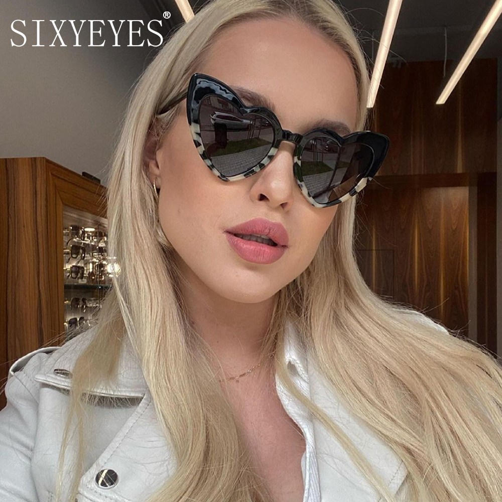 Lunettes De soleil en forme De cœur pour femmes, grande monture, personnalité, Sexy, mignonnes, verres dégradés, marque De styliste, Oculos De Sol