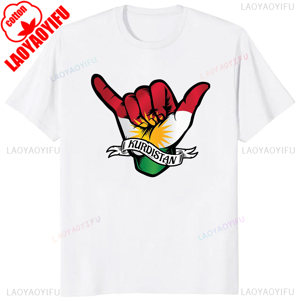 Style Vintage Kurdistan carte drapeau graphique T-shirt coton à manches courtes décontracté homme T-shirt Streetwear respirer confort Hip Hop t-shirts