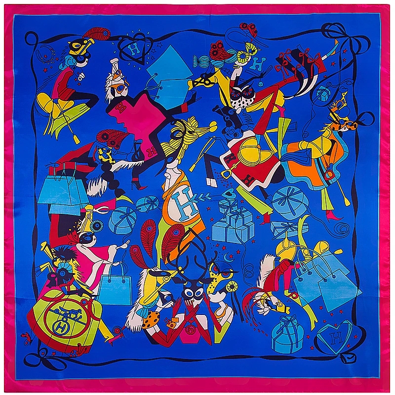 Élégant 90*90 cm printemps coloré imprimé petite écharpe carrée Foulard Hijabs pour les femmes