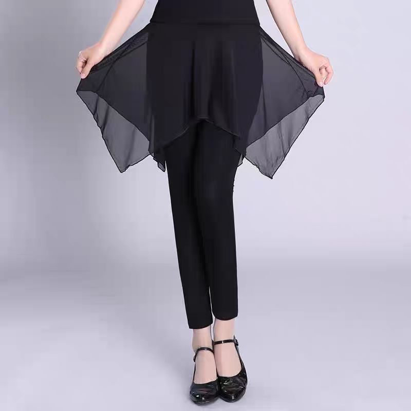 Mini jupes de danse en mousseline de soie pour femmes, vêtements d'entraînement de ballet irréguliers, jupe noire, taille élastique, Y2K, Harajuku, nouveau