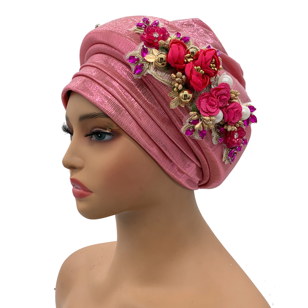 Turban Nigérian pour Mariage Traditionnel pour Femme, Cravate de Sauna Africain, Bouquet Exquis, Déjà Fait, Bonnet