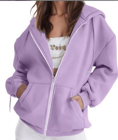 Nouveau sweat à capuche zippé pour femme, coupe ample, décontracté, avec cordon de serrage et poche