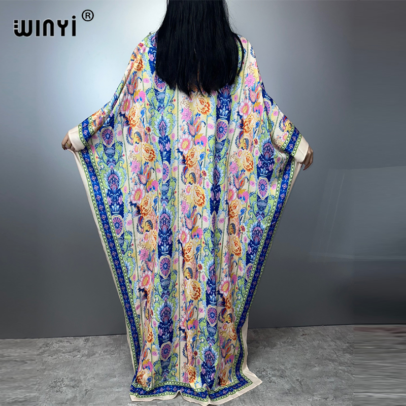 WINYI haute qualité robes musulmanes pour femme robe maxi imprimé fleuri caftan abaya dubaï luxe été bohème robe de soirée