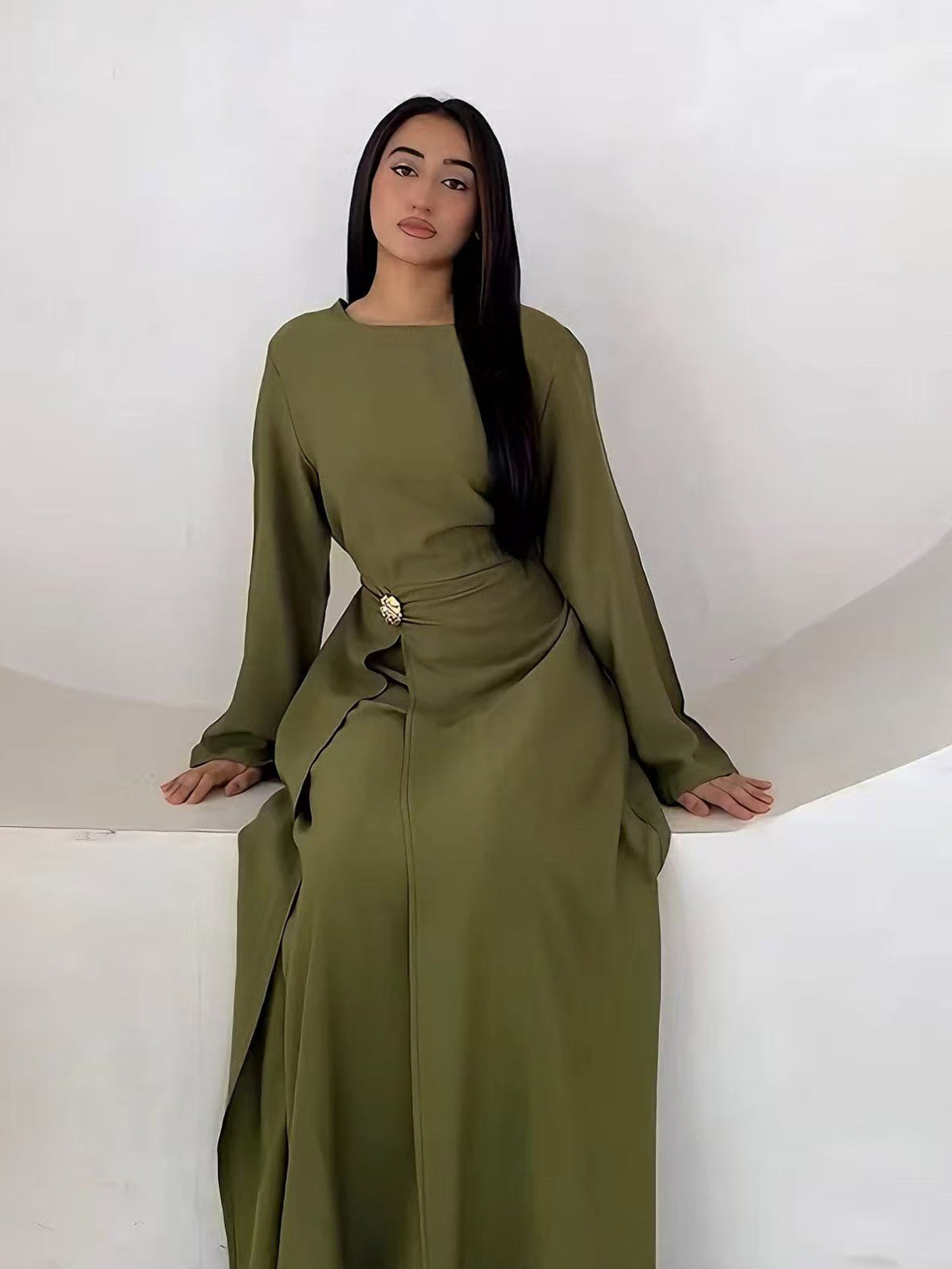 Eid femmes Robe musulmane solide modeste Abaya dubaï robes Largos robes longues caftan Robe arabe fête Caftan Jalabiya Ramadan 2025