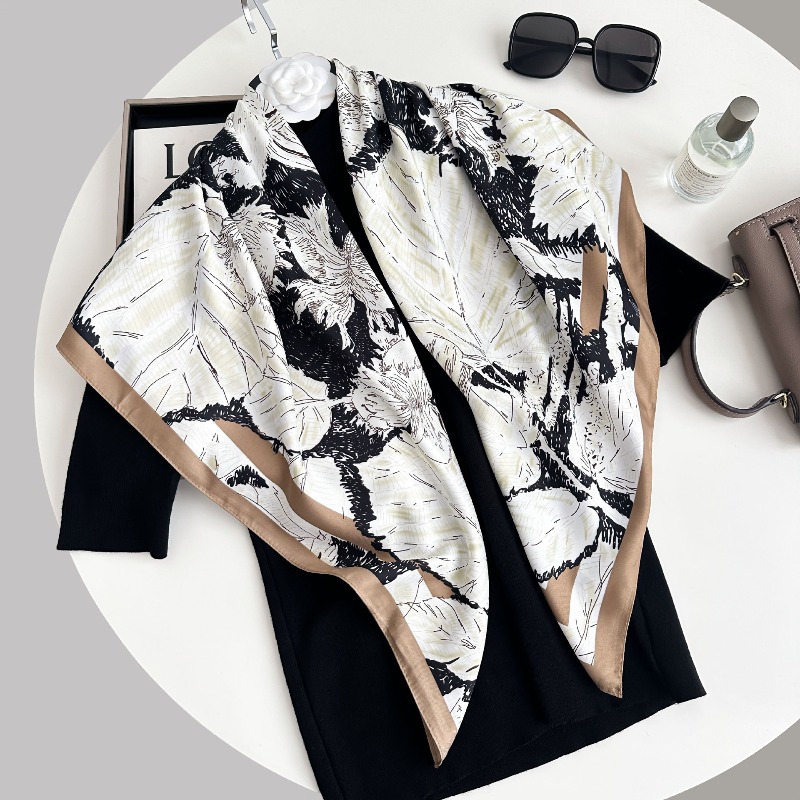 Châles en twill de 90 cm, foulards carrés effet soie pour femmes, grands hijabs, écharpes, bandanas et foulards de tête tendance