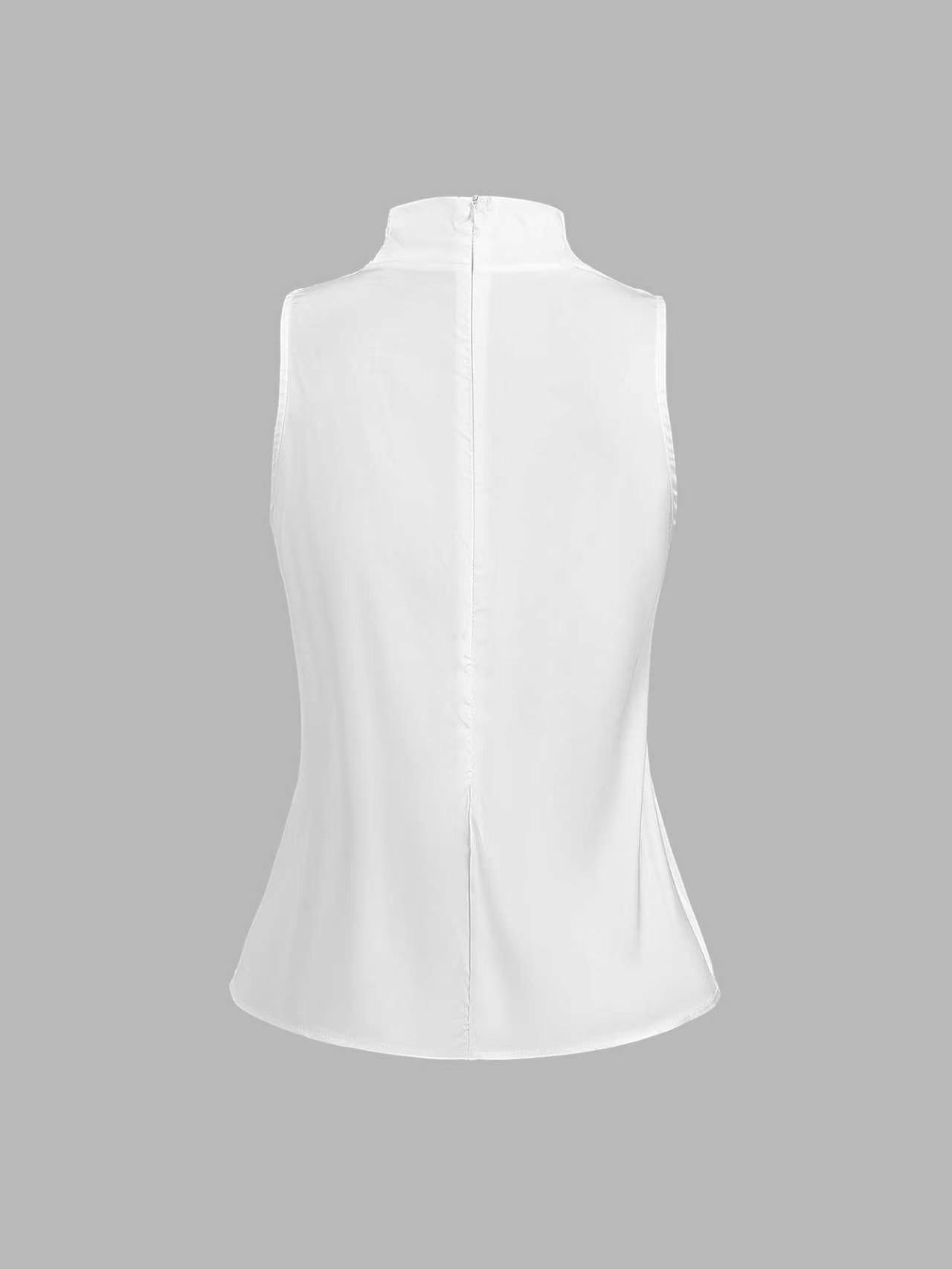 Gilet élégant brodé à col cape pour femme, débardeur sans manches décontracté et tendance pour le quotidien et le streetwear